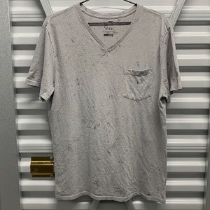 Ink Splatter V Neck Tie Dye Charcoal Black on Marble White Summer Spring Beach